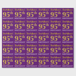 Papel De Presente Roxo, Imitação Dourada "95º ANIVERSÁRIO"