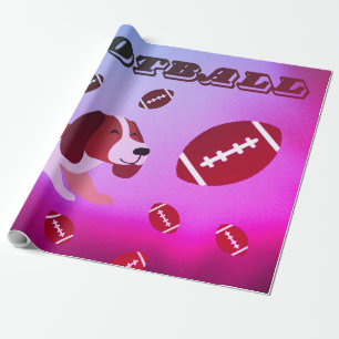 Papel De Presente Roxo Inspirado Pupppy De Futebol Furry