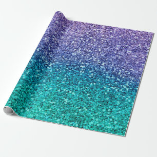 Papel De Presente Roxo Lavanda & Verde Água Téu Espelhado Festa
