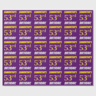 Papel De Presente Roxo, Ouro Falso/Imitação, "53º ANIVERSÁRIO"