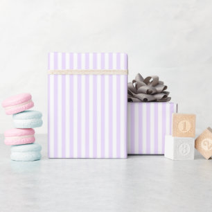 Papel De Presente Roxo Pálido e Listras Brancas
