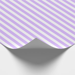 Papel De Presente Roxo Pastel e Listrado Horizontal Simples Branco