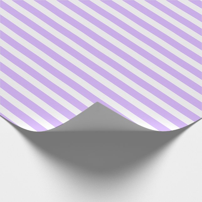 Papel De Presente Roxo Pastel e Listrado Horizontal Simples Branco (Ponta)