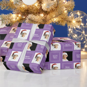 Papel De Presente Roxo personalizado Natal do modelo da foto