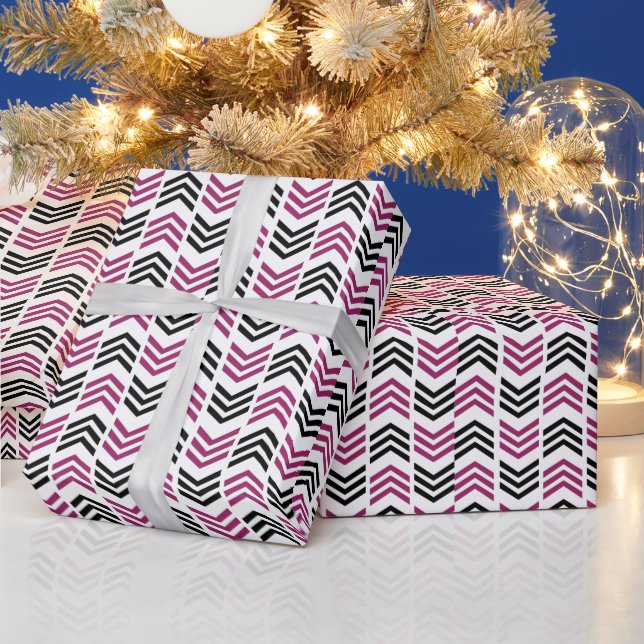 Papel De Presente Roxo Preto Chevron Geométrico  (Feriados)
