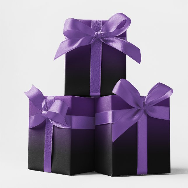 Papel De Presente Roxo Real e Preto Ombre (Royal Purple and Black Ombre Wrapping Paper)