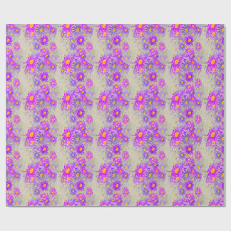 Papel De Presente Roxo & Rosa Floral Áster Margarida Flor Listrada