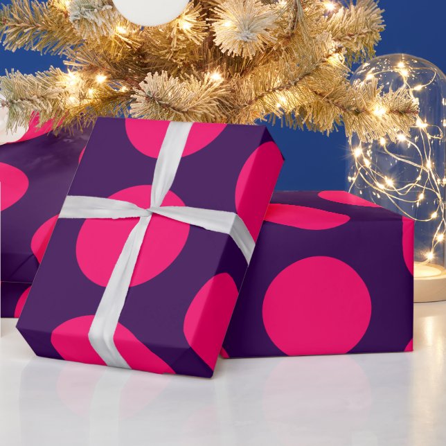 Papel De Presente roxo & rosa quente bolinhas de aniversário (Feriados)