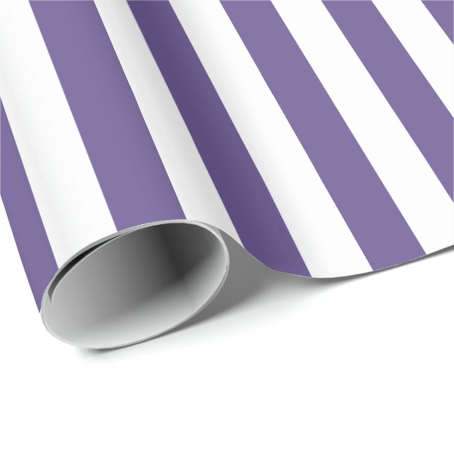 Papel De Presente Roxo Ultra Violeta e Listra Branca (Ponta do rolo)