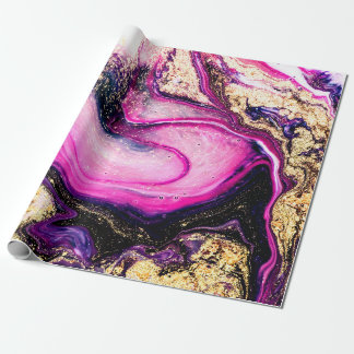 Papel De Presente Roxos roxos marmoris com ouro brilhante