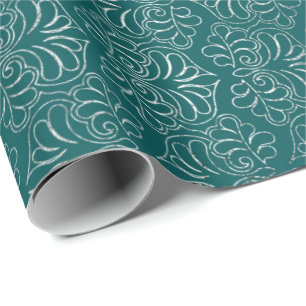 Papel De Presente Royal Floral Vintage Deep Teep Silver Vip