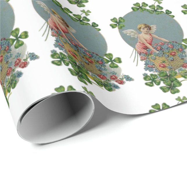 Papel De Presente Rua... Anjos irlandeses de Patrick Day Vergem Flor (Ponta do rolo)