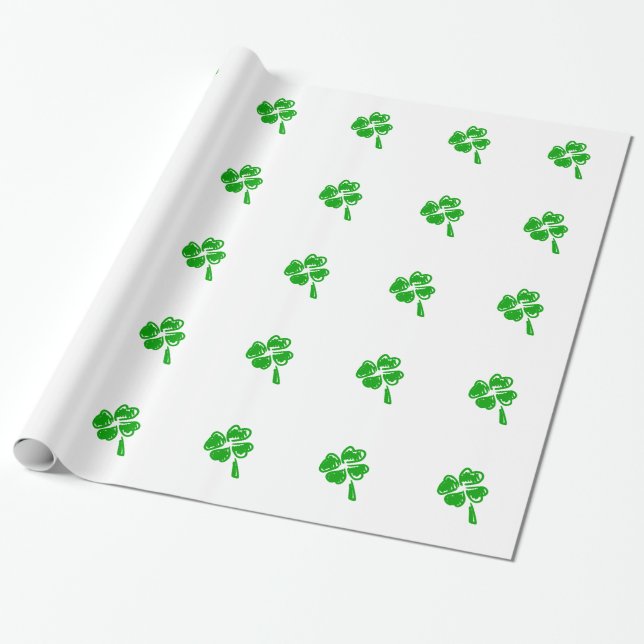 Papel De Presente Rua de charme verde e sortudo. (Desenrolado)