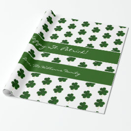 Papel De Presente Rua De Texto Personalizado De Shamrock Clover. Pat