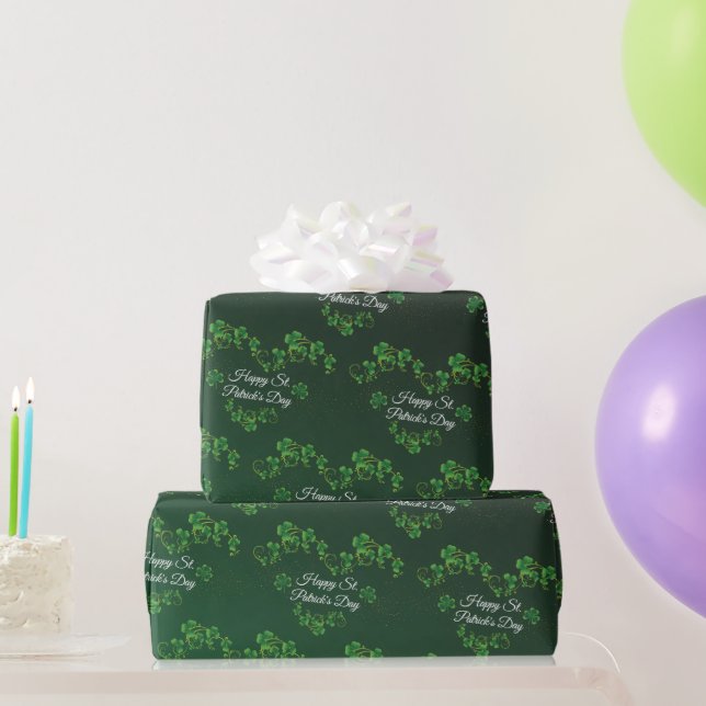 Papel De Presente Rua. Dia de Patrick, Shamrock Verde Vine Irish Par (Presentes para festas)