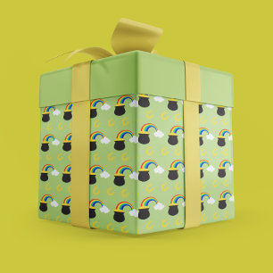 Papel De Presente Rua divertida. Pote do Dia de Patrick de Dourado e