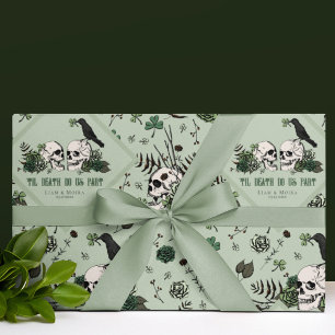 Papel De Presente Rua gótico. Patricks Day Floral Skulls