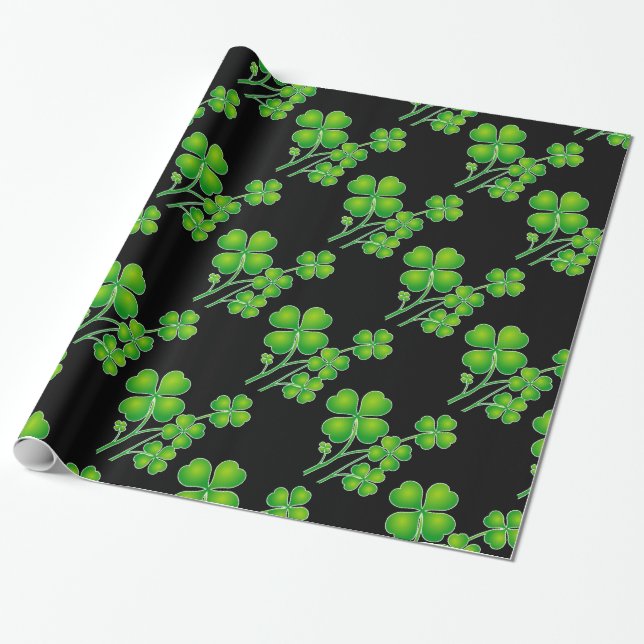 Papel De Presente Rua, Patrick's Day Clover + suas ideias (Desenrolado)