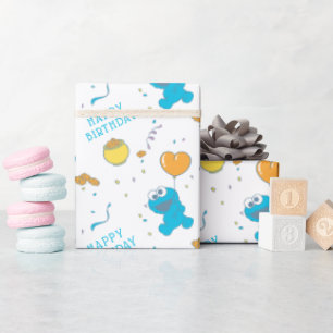 Papel De Presente Rua Sésamo Aniversário do Monstro Come-Cookies