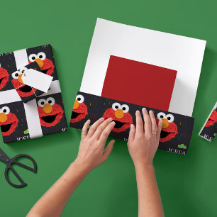 Papel De Presente Rua Sésamo   Painéis Alcalinos Elmo Birthday