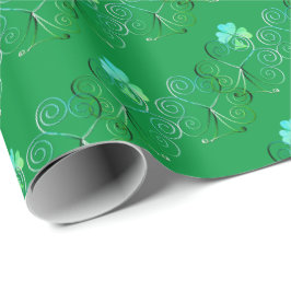 Papel De Presente Rua, Shamrock Curly Green do Dia de Patrick