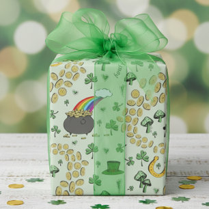 Papel De Presente Rua Verde, Pote de Leprechaun do Dia de Patrick, D