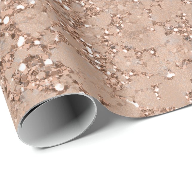 Papel De Presente Rubor Rosa Dourado Rosa Glam Brilho Crepitação Chi (Ponta do rolo)