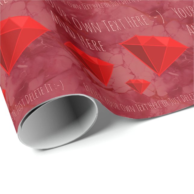 Papel De Presente Ruby Gemstones. Jewelry Gift (Ponta do rolo)