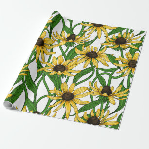 Papel De Presente Rudbekia amarela em branco