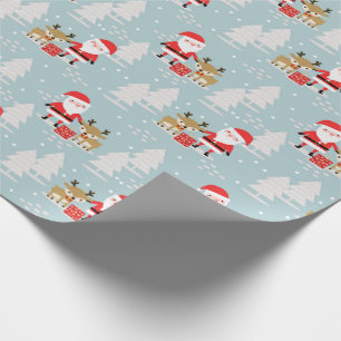 Papel De Presente Rudolfo e Pinheiros de Natal