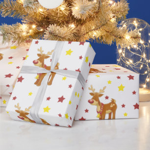Papel De Presente Rudolph, as estrelas de Natal ruidosas