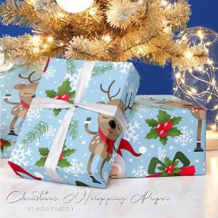 Papel De Presente Rudolph Papais noeis Flocos de Neve Papel de Molho