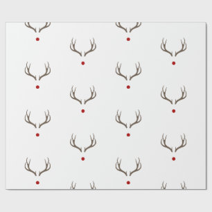 Papel De Presente Rudolph Reindeer Antlers Red Nose Feriado