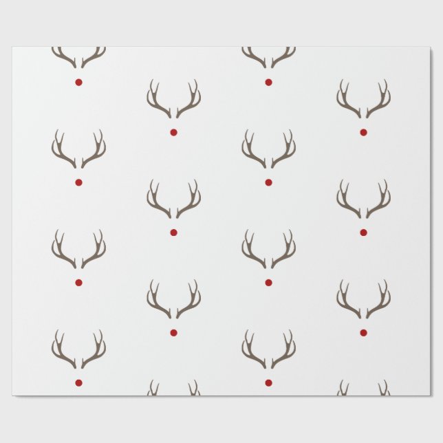 Papel De Presente Rudolph Reindeer Antlers Red Nose Feriado (Aberto)