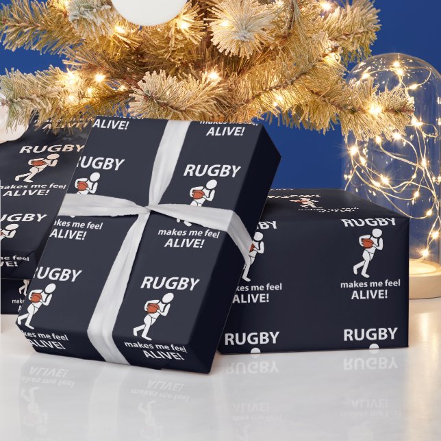 Papel De Presente Rugby Me Faz Sentir Vivo Rugby  (Feriados)