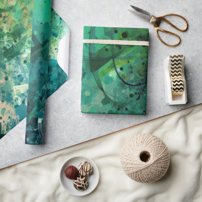 Papel De Presente Ruído Verde Abstrato (Artesanato)