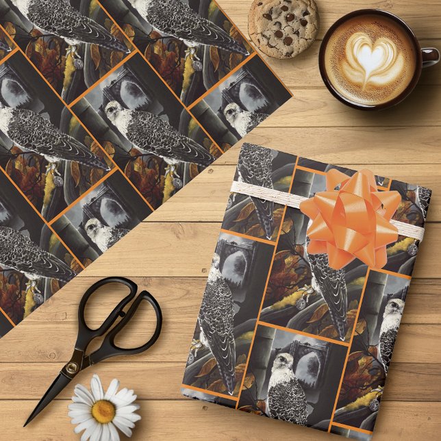 Papel De Presente Ruínas Iluminadas pela Lua do Falcão Gótico de Out (Criador carregado)