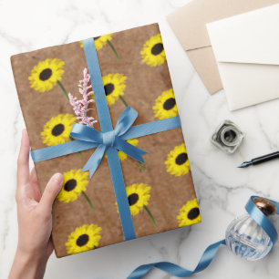 Papel De Presente Russ Autumn Bride Kraft & Burlap Sunflower Party