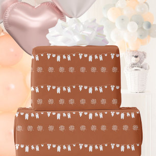 Papel De Presente Rust Boho Chá de fraldas neutro de gênero minimali
