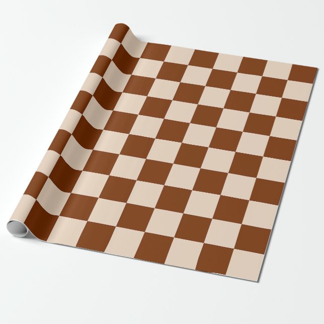 Papel De Presente Rust brown and beige checkerboard pattern (Desenrolado)