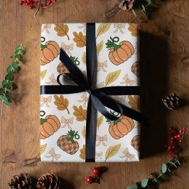 Papel De Presente Rustic Autumn Pumpkin Wrapping Paper