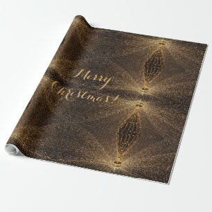 Papel De Presente Rustic Brown Mirror Padrões de Natal Luzes de Árvo