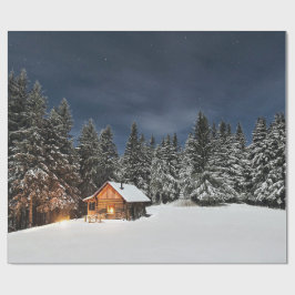 Papel De Presente Rustic Cabin Snow Winter
