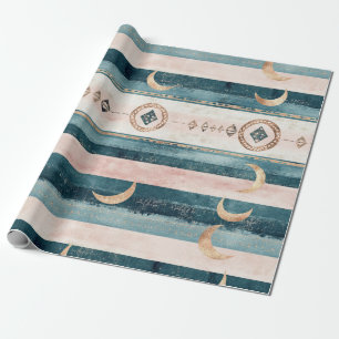Papel De Presente Rustic Celestial Faixa Lua Sol Terroso (10)