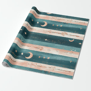Papel De Presente Rustic Celestial Faixa Lua Sol Terroso (5)