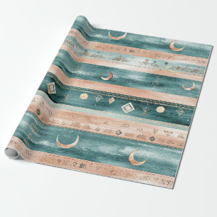 Papel De Presente Rustic Celestial Faixa Lua Sol Terroso (9)