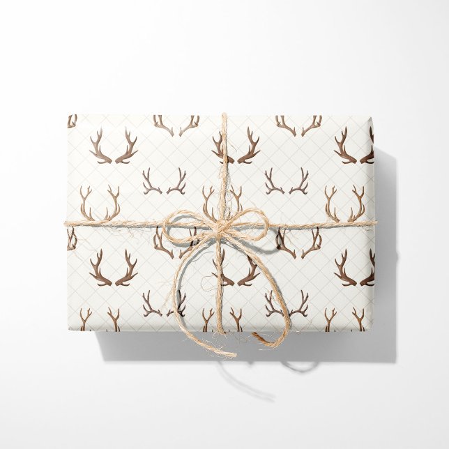 Papel De Presente Rustic Cozy Cabin Antlers (Criador carregado)