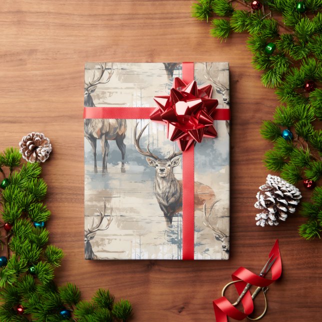 Papel De Presente Rustic Deer Christmas (Presente de Natal)