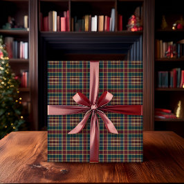 Papel De Presente Rustic Elegance Plaid Cranberry Dk Blue Teal Green