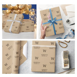 Papel De Presente Rustic Elegant Business Monograma Brown